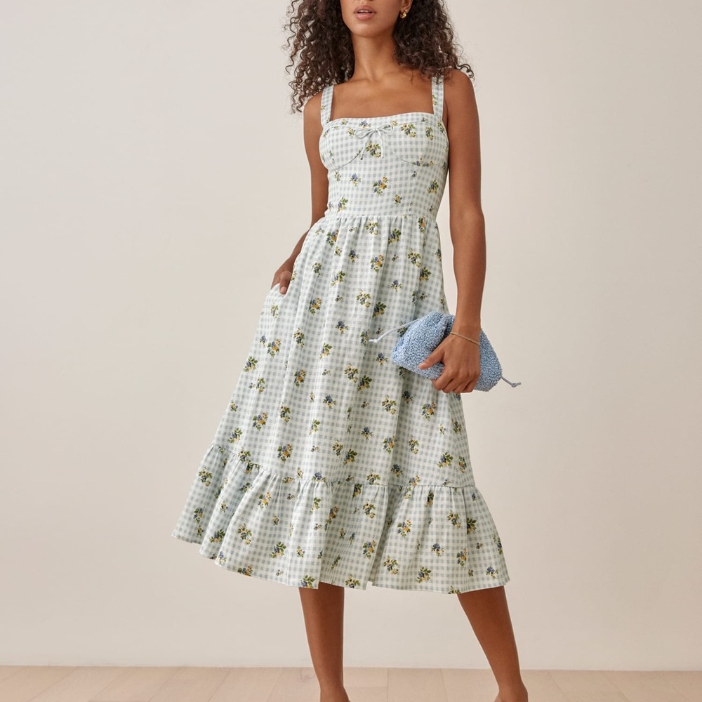 Reformation Maegan Linen dress in Al Fresco - size 12